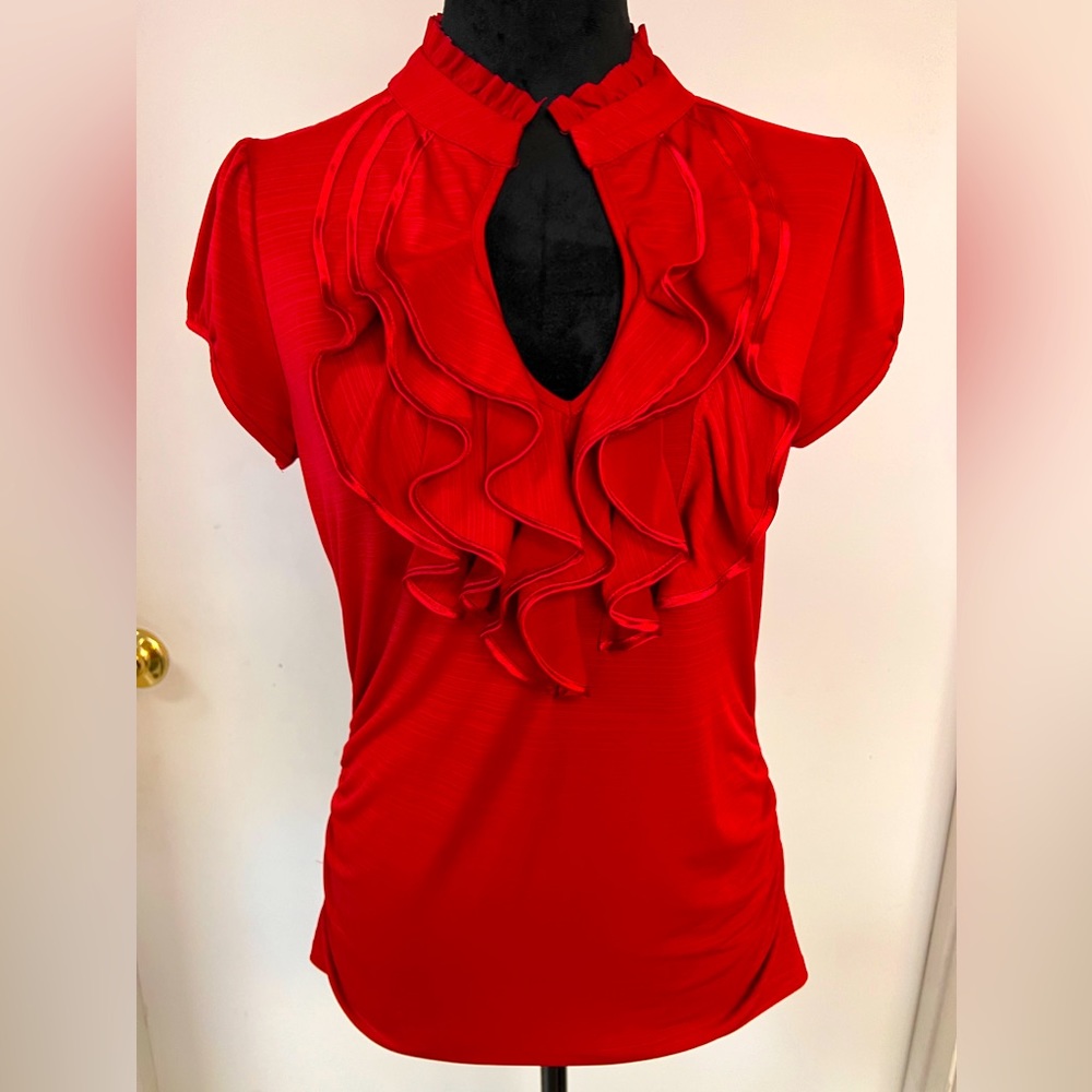 Heartsoul Red Ruffle Blouse Sz L